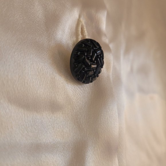 Short Sleeve White Satin Button Down Top - Picture 4 of 4